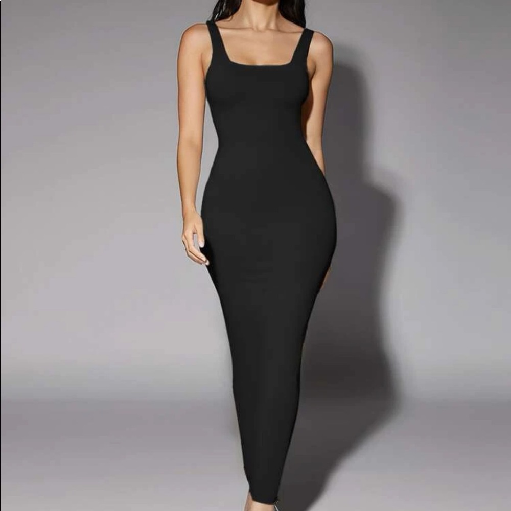 Dress maxi basic tank scoop neck black sexy women long dress - Picture 4 of 6